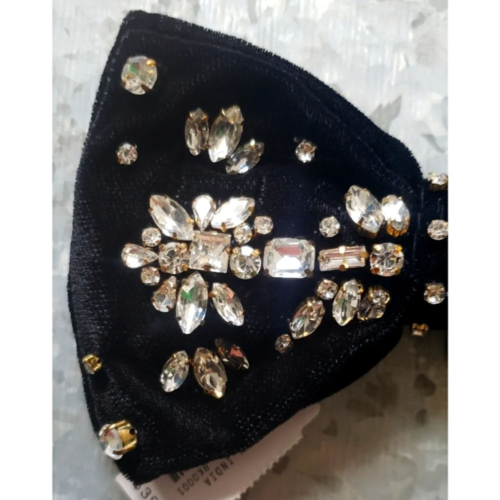 J.Crew Velvet bow clip with crystals